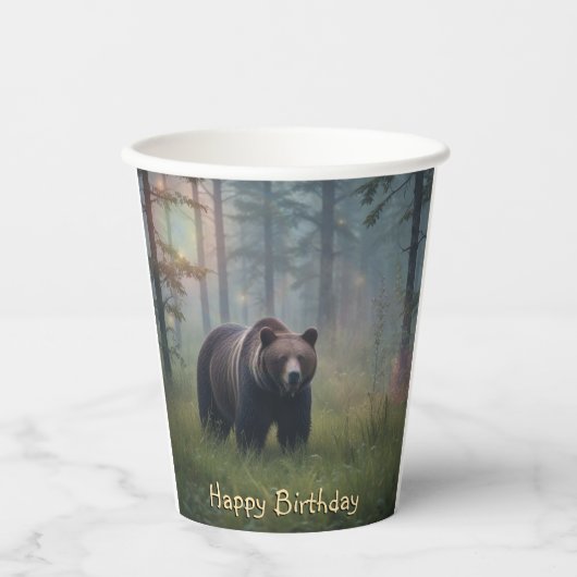 Bär im Magischen Wald Pappbecher (Vorderseite)