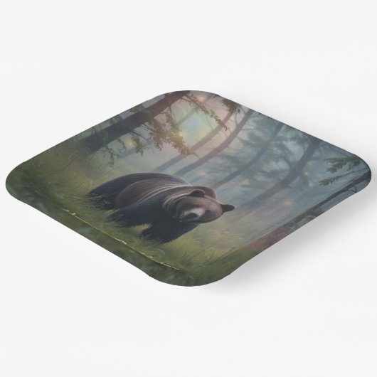 Bär im magischen Wald Pappteller (Gewinkelt)