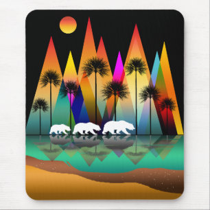Bär im modernen Gebirge Wald Mousepad
