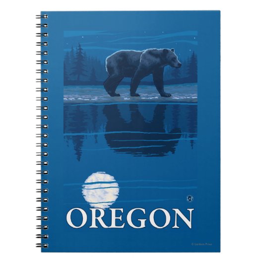 Bär im Mondlicht - Vintage Travel Poster Notizblock (Vorderseite)