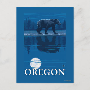 Bär im Mondlicht - Vintage Travel Poster Postkarte