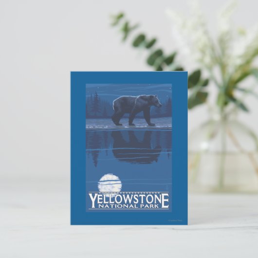 Bär im Mondlicht - Yellowstone Nationalpark Postkarte (Stehend Vorderseite)