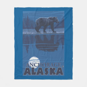 Bär im Mondschein - Anchorage, Alaska Fleecedecke