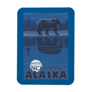 Bär im Mondschein - Anchorage, Alaska Magnet