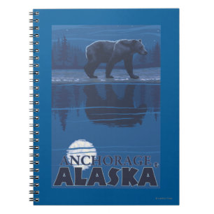 Bär im Mondschein - Anchorage, Alaska Notizblock