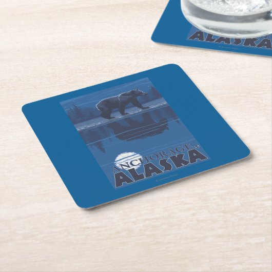 Bär im Mondschein - Anchorage, Alaska Rechteckiger Pappuntersetzer (angewinkelt)