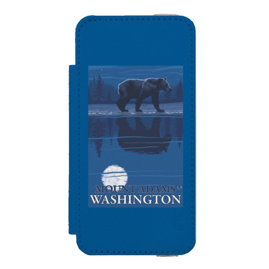 Bär im Mondschein - Berg Adams, Washington Incipio iPhone Geldbeutel-Hülle (Folio Vorderseite)