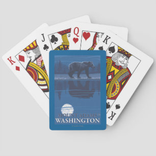 Bär im Mondschein - Berg Adams, Washington Spielkarten