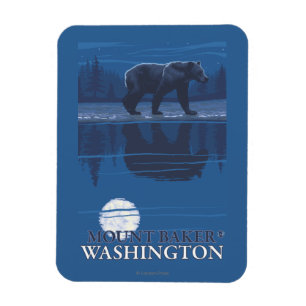 Bär im Mondschein - Berg-Bäcker, Washington Magnet