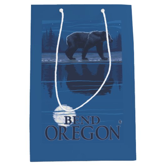 Bär im Mondschein - Biegung, Oregon Mittlere Geschenktüte (Vorderseite)