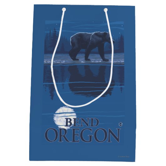 Bär im Mondschein - Biegung, Oregon Mittlere Geschenktüte (Rückseite)