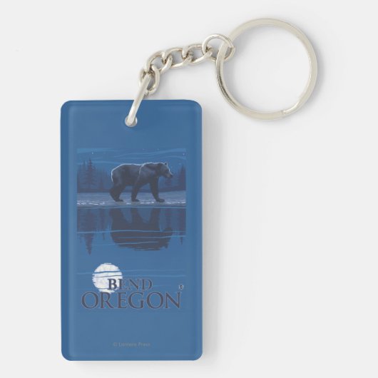 Bär im Mondschein - Biegung, Oregon Schlüsselanhänger (Rückseite)