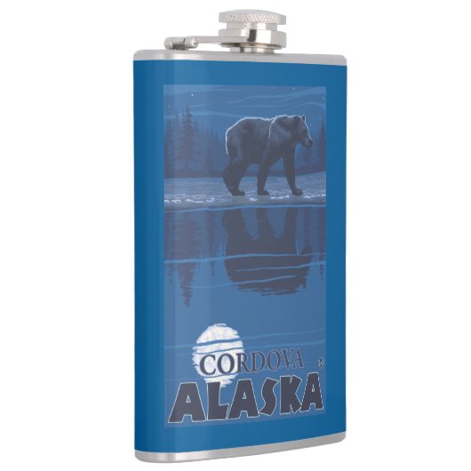 Bär im Mondschein - Cordova, Alaska Flachmann (Rechts)