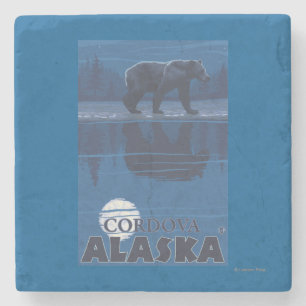 Bär im Mondschein - Cordova, Alaska Steinuntersetzer