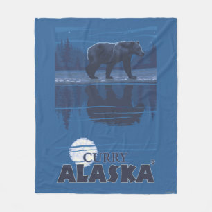 Bär im Mondschein - Curry, Alaska Fleecedecke