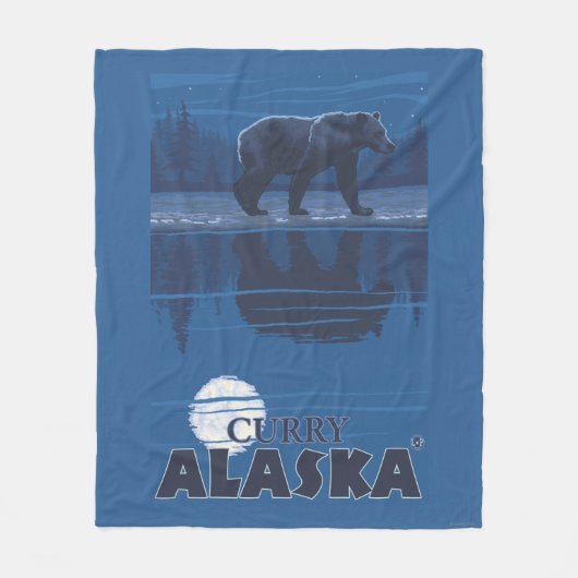 Bär im Mondschein - Curry, Alaska Fleecedecke (Vorderseite)