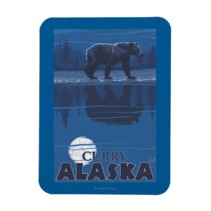 Bär im Mondschein - Curry, Alaska Magnet
