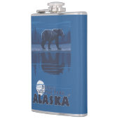 Bär im Mondschein - Denali Nationalpark, Alaska Flachmann (Links)