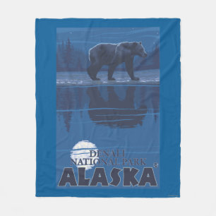 Bär im Mondschein - Denali Nationalpark, Alaska Fleecedecke