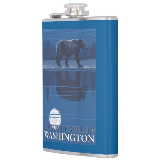 Bär im Mondschein - der Mount Rainier, Washington Flachmann (Links)