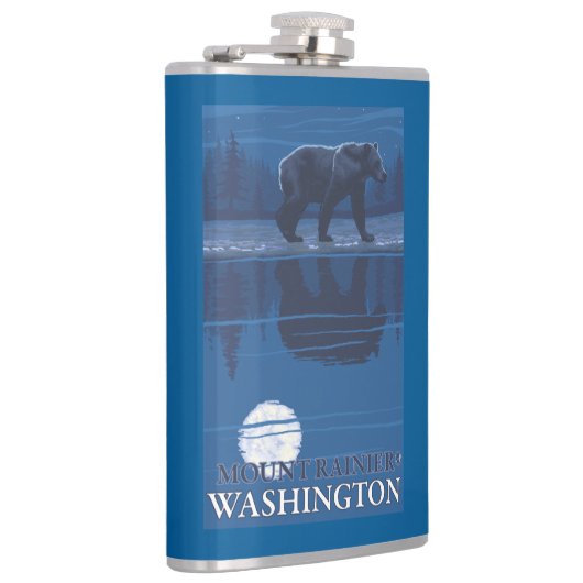 Bär im Mondschein - der Mount Rainier, Washington Flachmann (Rechts)