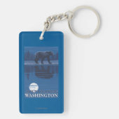 Bär im Mondschein - der Mount Rainier, Washington Schlüsselanhänger (Rückseite)