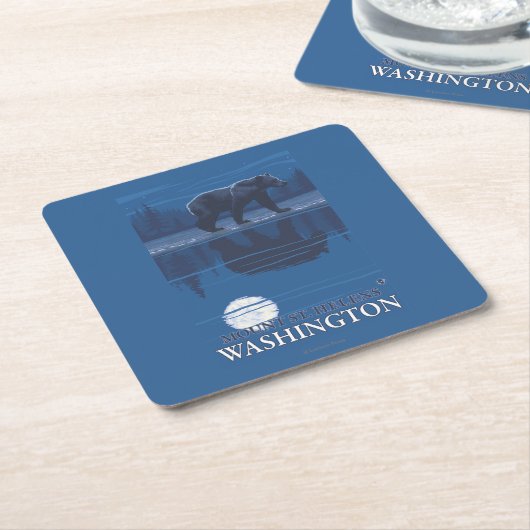 Bär im Mondschein - der Mount Saint Helens, Rechteckiger Pappuntersetzer (angewinkelt)