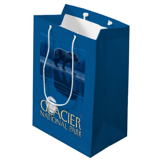 Bär im Mondschein - Glacier Nationalpark, M.Ü. Mittlere Geschenktüte (Rückseite Schrägansicht)