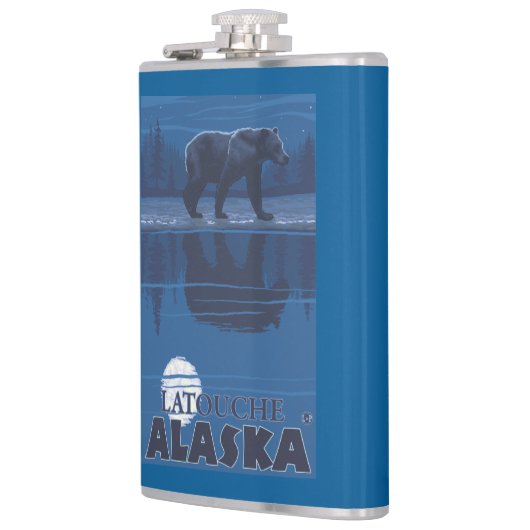 Bär im Mondschein - Latouche, Alaska Flachmann (Links)