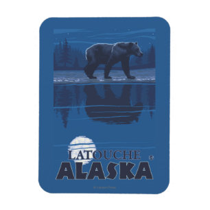 Bär im Mondschein - Latouche, Alaska Magnet