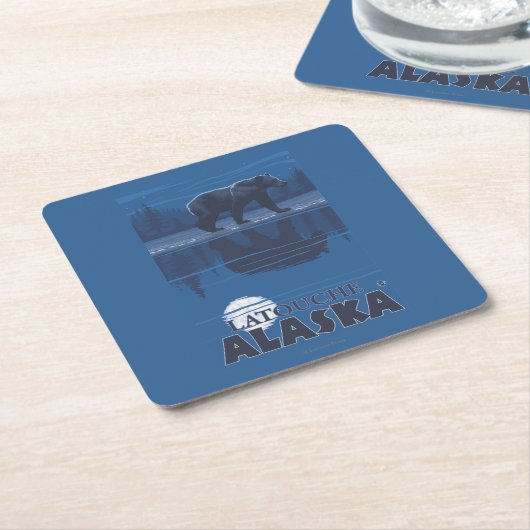 Bär im Mondschein - Latouche, Alaska Rechteckiger Pappuntersetzer (angewinkelt)