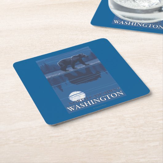 Bär im Mondschein - Nordkaskaden, Washington Rechteckiger Pappuntersetzer (angewinkelt)