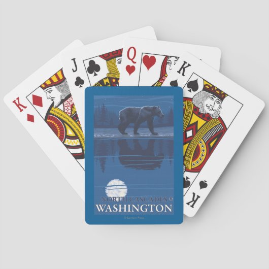 Bär im Mondschein - Nordkaskaden, Washington Spielkarten (Rückseite)