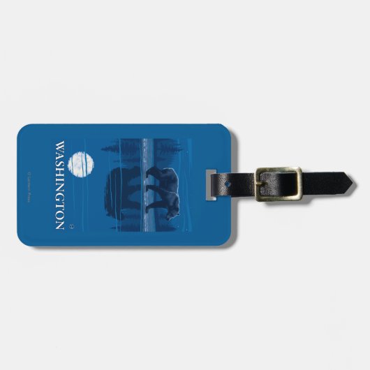 Bär im Mondschein - Washington Gepäckanhänger (Vorderseite horizontal)