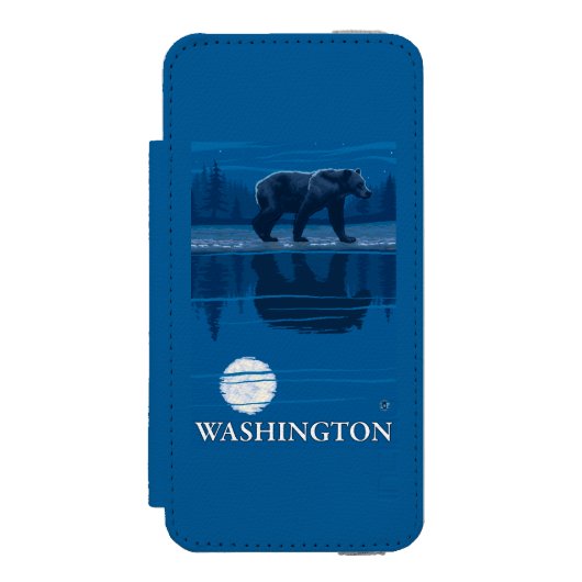 Bär im Mondschein - Washington Incipio iPhone Geldbeutel-Hülle (Folio Vorderseite)