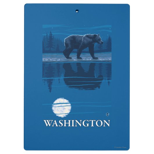 Bär im Mondschein - Washington Klemmbrett (Rückseite)