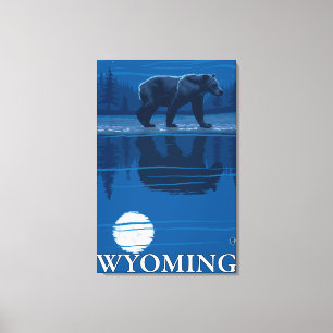Bär im Mondschein - Wyoming Leinwanddruck