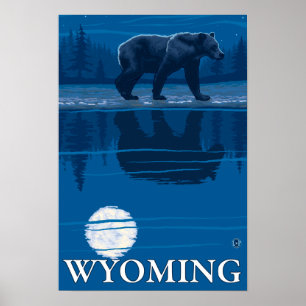 Bär im Mondschein - Wyoming Poster