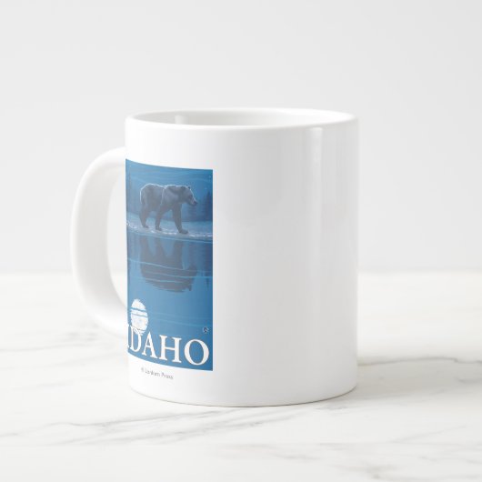 Bär im MondscheinIdahoVintage Reiseplan Jumbo-Tasse (Vorderseite Links)