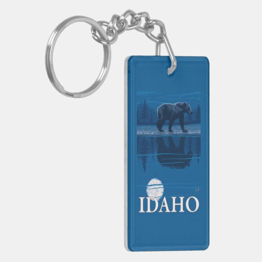 Bär im MoonlightIdahoVintage Reise-Plakat Schlüsselanhänger (Vorderseite links)
