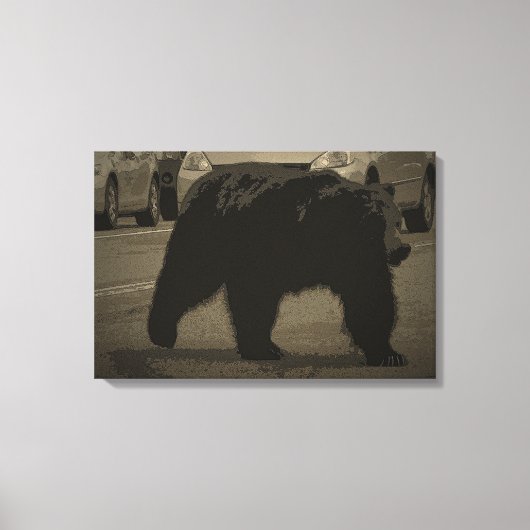 Bär im Road Yellowstone Nationalpark WY Leinwanddruck (Vorderseite)