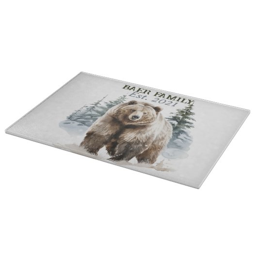 Bär im Schneewald Schneidebrett (Ecke)