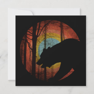 BÄR IM WALD FOREST VINTAGE FEIERTAGSKARTE