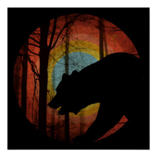 BÄR IM WALD FOREST VINTAGE POSTER