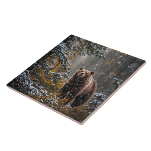 Bär im Winter-Schnee der Wildnis Fliese (Seite)