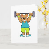 Bär in Bodybuilding mit Barbell Karte (Gelbe Blume)