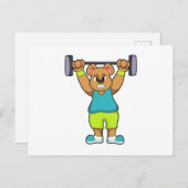 Bär in Bodybuilding mit Barbell Postkarte (Vorne/Hinten)