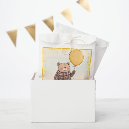 Bär in Brown Kariert Sweater mit Yellow Balloon Geschenktütchen (Party)