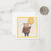 Bär in Brown Kariert Sweater mit Yellow Balloon Mitteilungskarte (Vorderseite/Rückseite Beispiel)