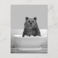 Bär in der Badewanne Bubble Bad Postkarte
